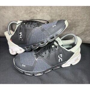 On Running Shoes Women Size 9 Cloudflyer Black White Green Mesh Athletic Sneaker